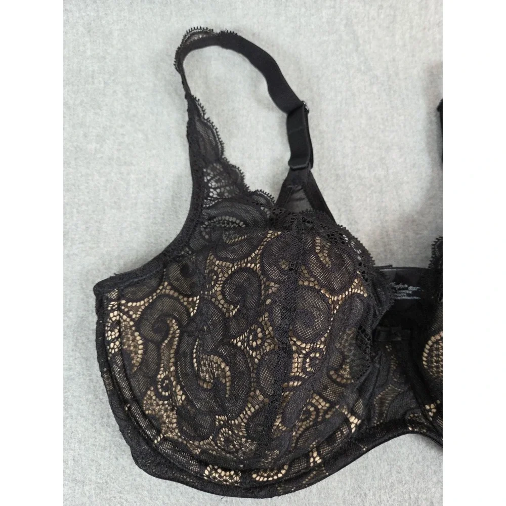 Playtex Love‎ My Curves Bra 38D Black Stretch Lace Cups Sculpted Lift NEW